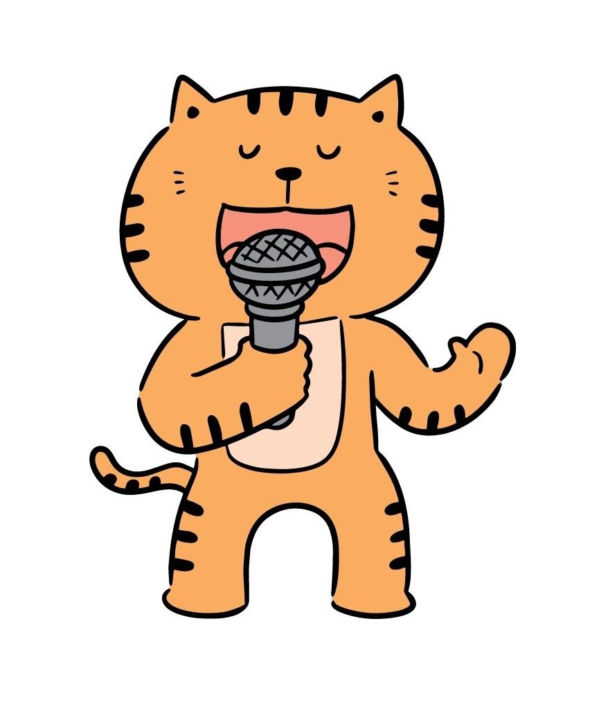 Son chat chante sa chanson.