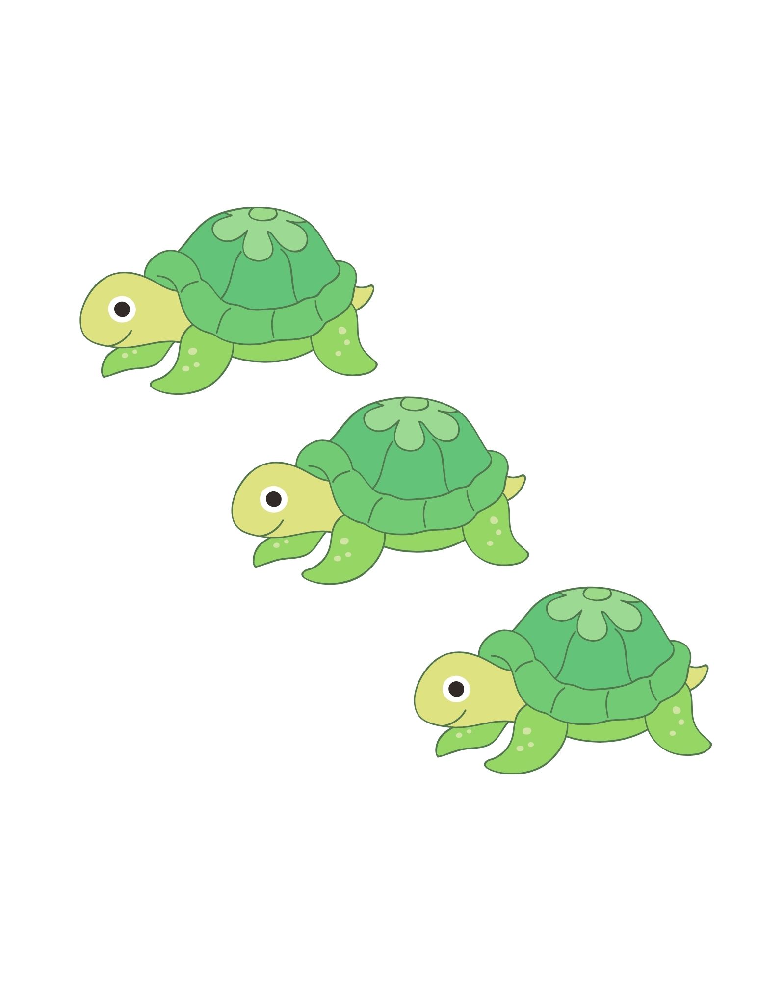 Trois tortues trottaient sur un trottoir très étroit.