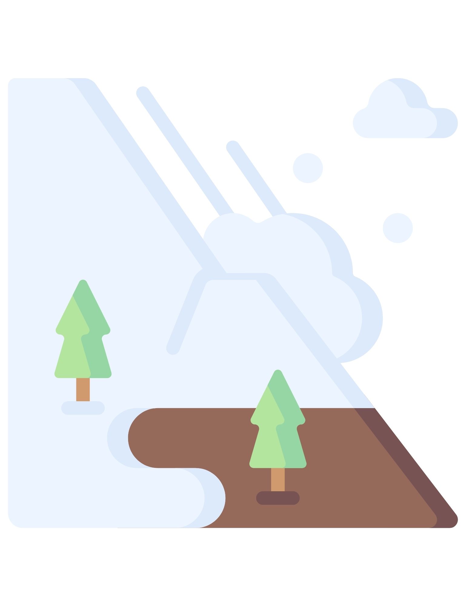 L’avalanche blanche serpente sur la pente.