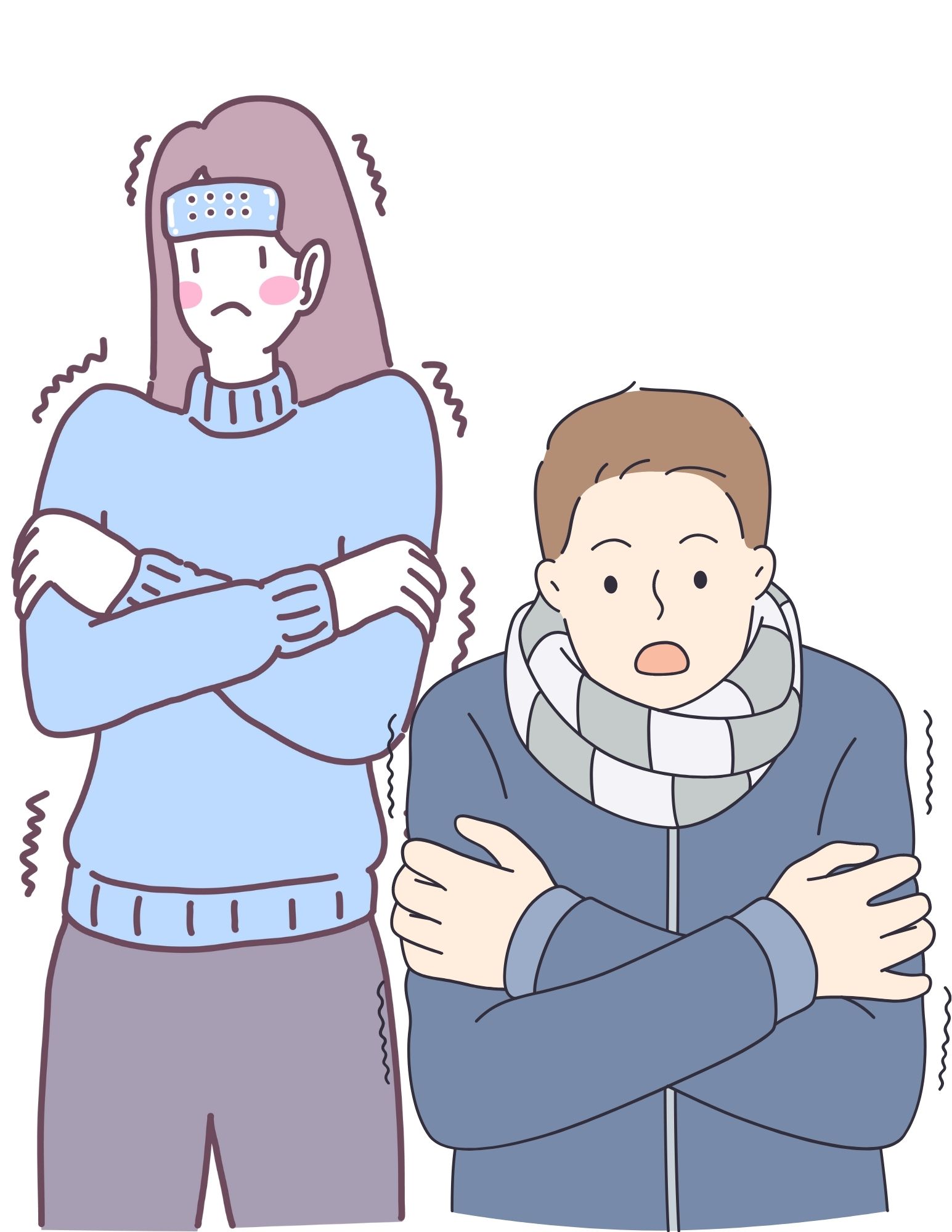 Angèle et Gilles en gilet gèlent.